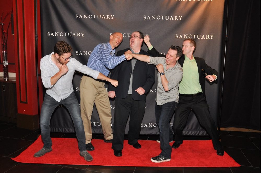 Playful poses at the Sanctuary premiere red carpet
